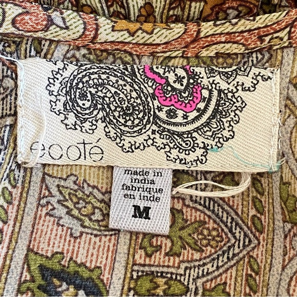 Ecote Urban Outfitters Size M Earth Tone Floral Beaded Sleeveless Mini Dress - Picture 5 of 5